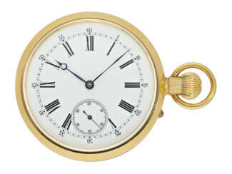 Taschenuhr: hochfeine Präzisionstaschenuhr mit Chronometerhemmung nach Grossmann Glashütte, vermutlich Schuluhr oder Meisterstück im speziell dafür angefertigten Schaugehäuse, ca. 1890