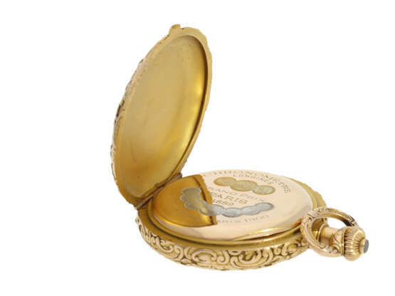 Taschenuhr: außerordentlich rares, extrem schweres goldenes Observatoriums-Chronometer mit Jugendstilgehäuse, Longines No.565606, getestet in Neuchatel im Jahr 1900 - фото 7