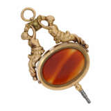 Taschenuhrenschlüssel: extrem rarer goldener Spindeluhrenschlüssel mit figürlicher Darstellung und Steinbesatz, Frankreich um 1810 - Foto 5