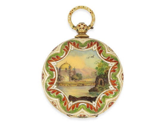 Taschenuhr: prächtige Gold/Emaille-Savonnette für den osmanischen Markt, Auguste Courvoisier & Co. (La Chaux-de-Fonds), No. 44312, ca.1830 - фото 2