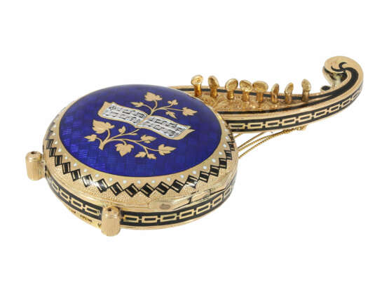 Formuhr: extrem rare Gold/Emaille-Formuhr "Die orientalische Harfe", vermutlich Wien um 1820 - фото 3