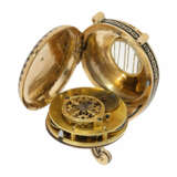Formuhr: extrem rare Gold/Emaille-Formuhr "Die orientalische Harfe", vermutlich Wien um 1820 - Foto 9