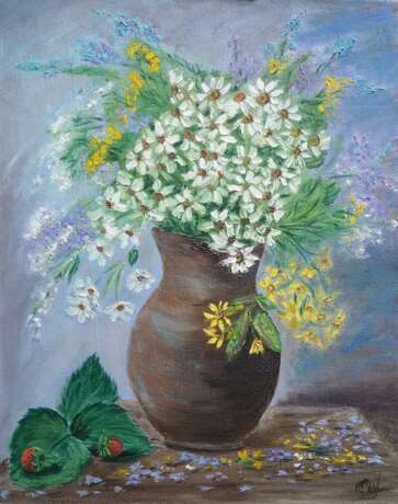 “a bouquet of wild flowers” Canvas Oil paint Classicism Still life 2020 - photo 1