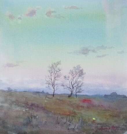 Волшебный вечер в степи. Paper Watercolor Impressionism Landscape painting 2020 - photo 1