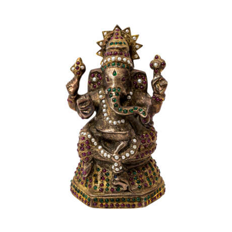 Ganesha mit Edelsteinbesatz. SÜDOSTASIEN, 20. Jahrhundert. - Foto 1
