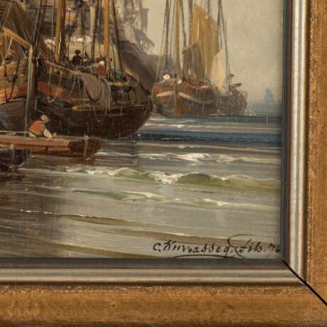KUWASSEG, CHARLES EUPHRASIE (1838-1904), "Segelschiffe vor holländischer Hafenstadt", - фото 3