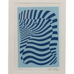 VASARELY, VICTOR (1906-1997). "Zebra in Blautönen",