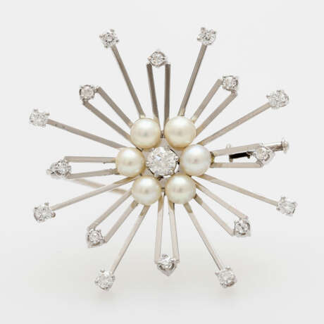 Star brooch m. cultured pearls and diamond - photo 1