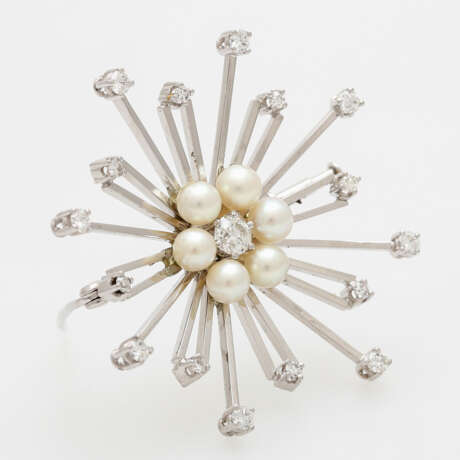 Star brooch m. cultured pearls and diamond - photo 2