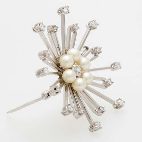Star brooch m. cultured pearls and diamond - photo 3