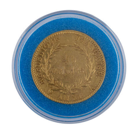 Frankreich/Gold - 40 Francs Jahr XI/A, Premier Consul Bonaparte, ss., - Foto 2