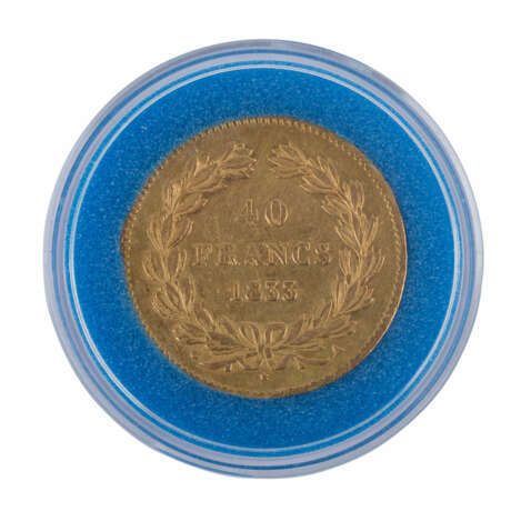 Frankreich/Gold - 40 Francs 1833/A, Louis Philippe I., ss., - photo 2