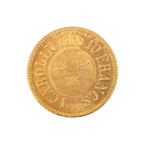 Schweden/Gold - 1 Carolin / 10 Francs 1868, Carl XV., ss+, - Foto 2