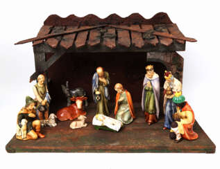 M. I. HUMMEL/GOEBEL-large Nativity scene with 11 figurines, 1950s.