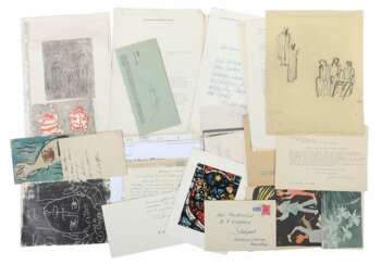 Künstlerkorrespondenzen hand-/maschinengeschriebene Karten und Briefe unter anderem von Strich-Chapell