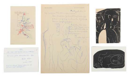 Konvolut Walter Wörn bestehend aus: einem handgeschriebenen Brief samt Zeichnung - фото 1