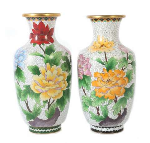 Paar Cloisonné-Vasen China - Foto 1