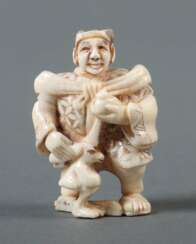 Katabori-Netsuke ''Hasenfänger'' Japan