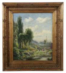 Neoklassizistischer Bilderrahmen mit Landschaftsbild um 1900