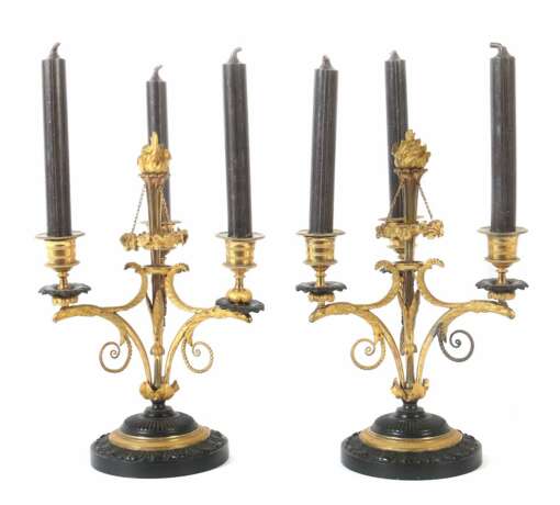 Paar Kerzenleuchter im Empire-Stil wohl Frankreich - photo 1
