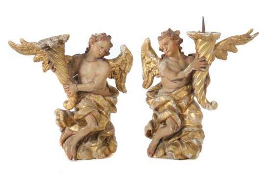 Bildschnitzer des 18. Jahrhundert Paar Engel als Kerzenleuchter - Foto 1