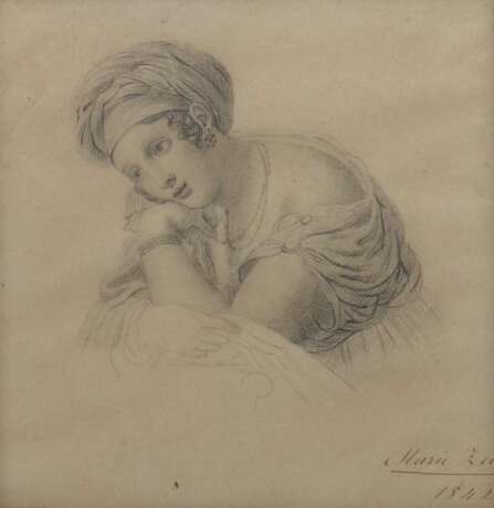 Zeichner des 19. Jahrhundert ''Dame mit Turban'' - Foto 1