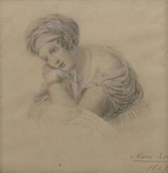 Zeichner des 19. Jahrhundert ''Dame mit Turban''