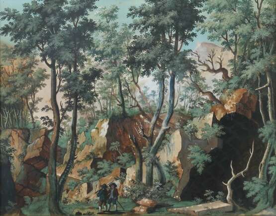 Maler des 18./19. Jahrhundert ''Wanderer im Wald'' - Foto 1