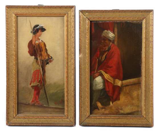 Maler des 19./20. Jahrhundert Paar Portrais: 1x ''Wasserpfeife rauchender Mann'' - photo 1