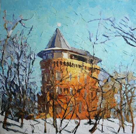 «Башня зимой» Canvas Oil paint Realism Landscape painting 2020 - photo 1