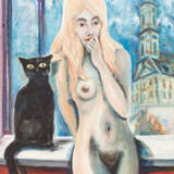 MITTENZWEI, HOLGER (1943-2010, deutscher Künstler, tätig in Gera), "Mädchen mit Katze", - photo 1