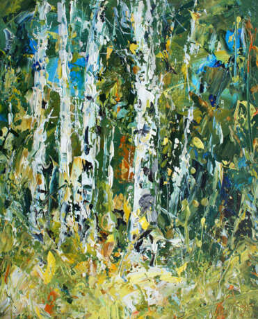 Birches. Canvas Oil paint Impressionism Landscape painting 2018 - photo 1