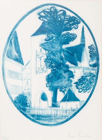 BRASILIER, ANDRÉ (geboren 1929), "Kirche in ovalem Bildausschnitt", - Foto 1