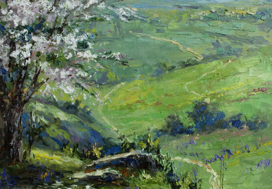 „Frühling auf dem Schwanz“ Leinwand Ölfarbe Impressionismus Landschaftsmalerei 2020 - Foto 2