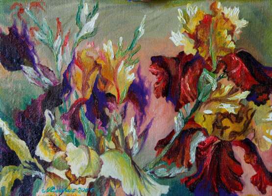 “Irises” Canvas Oil paint Modern Landscape painting 2006 - photo 1