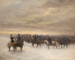 PJOTR NIKOLAEWITSCH GRUSINSKIJ 1837 Kursk - 1892 St. Petersburg (zugeschrieben) Reiter in verschneiter Landschaft