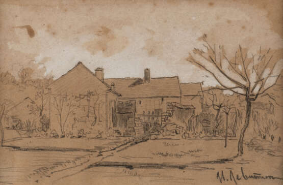 ISAAK ILJITSCH LEWITAN 1860 Kybartai/ Litauen - 1900 Moskau Kleine Studie mit Bauernhäusern - photo 1