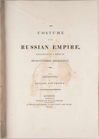 'THE COSTUME OF THE RUSSIAN EMPIRE' England, London, 1803 - photo 1