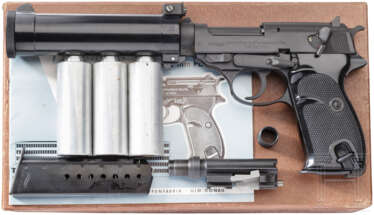 Walther's Ulm, P-38 with a silencer and removable devices, in a carton ...