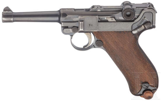 Pistole 08, DWM 1910 / 1920, Reichswehr, mit Koffertasche, 2 ngl. Magazine - Foto 1