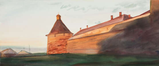 Корожная башня Paper Watercolor Realism Landscape painting 2000 - photo 1