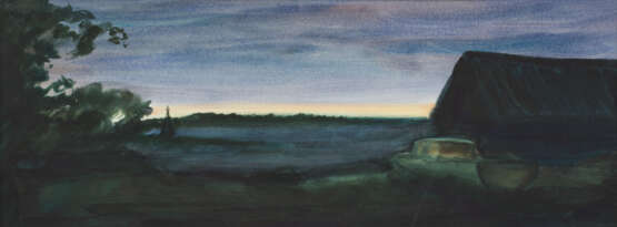 Ночь Papier Aquarell Realismus Landschaftsmalerei 2000 - Foto 1