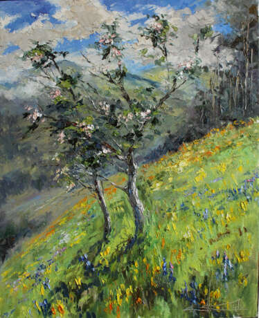 “Spring in the Carpathians” Canvas Oil paint Impressionist Landscape painting 2020 - photo 1