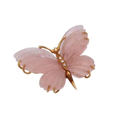 Brosche "Schmetterling" aus Rosenquarz, - Foto 4