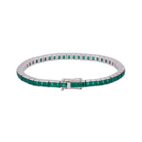 Armband mit synthetischen Smaragdcarrés, - фото 2