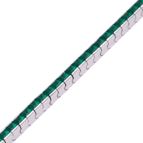 Armband mit synthetischen Smaragdcarrés, - photo 4