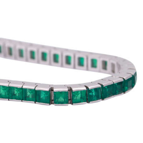Armband mit synthetischen Smaragdcarrés, - photo 5