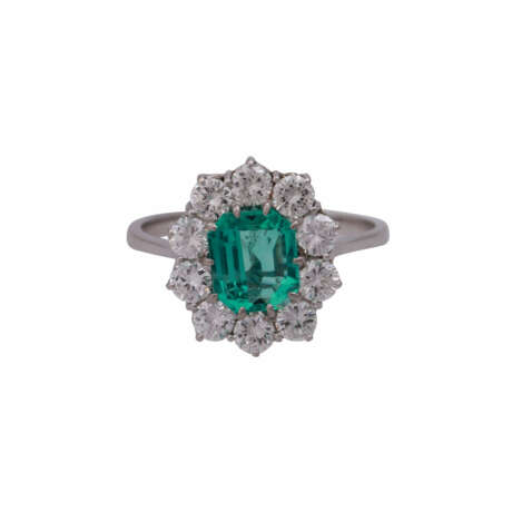 Ring mit synthetischem Smaragd ca. 1,4 ct, - Foto 1