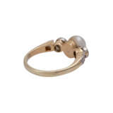 Ring mit Perle und 4 Altschliffdiamanten, zusammen ca. 0,4 ct, - photo 3