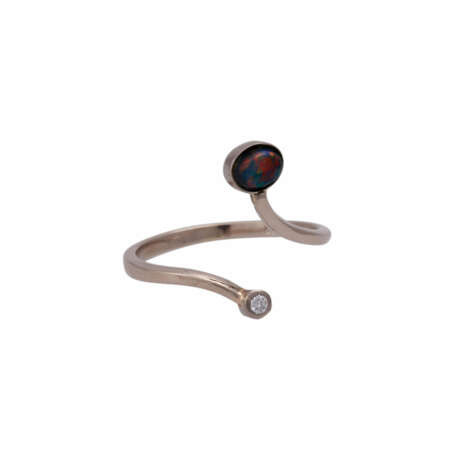 Ring mit schwarzem Opal und Brillant, ca. 0,02 ct, - фото 2